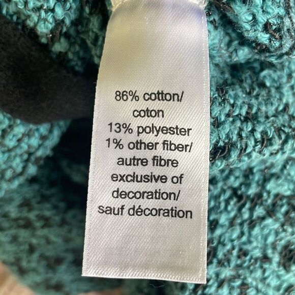 Teal & Black Tie Back Sweater Plus sz 1 - Picture 11 of 11